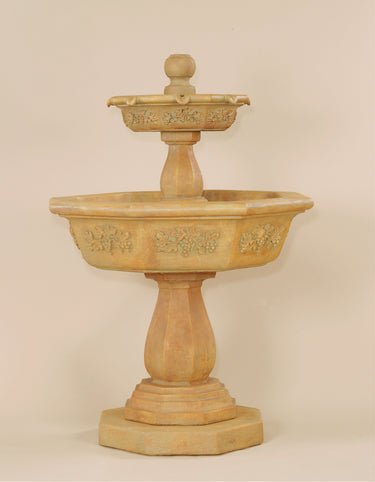 Uva Two Tier Cast Stone Outdoor Water Fountain – Cotto Finish